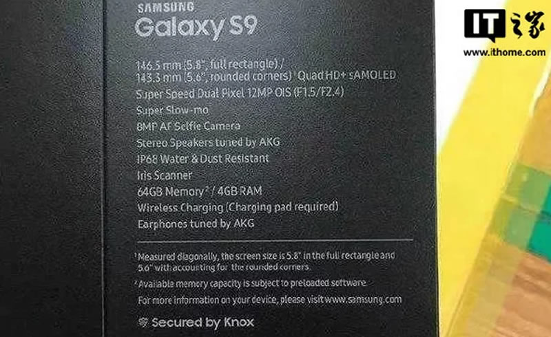 Box of Samsung Galaxy S9